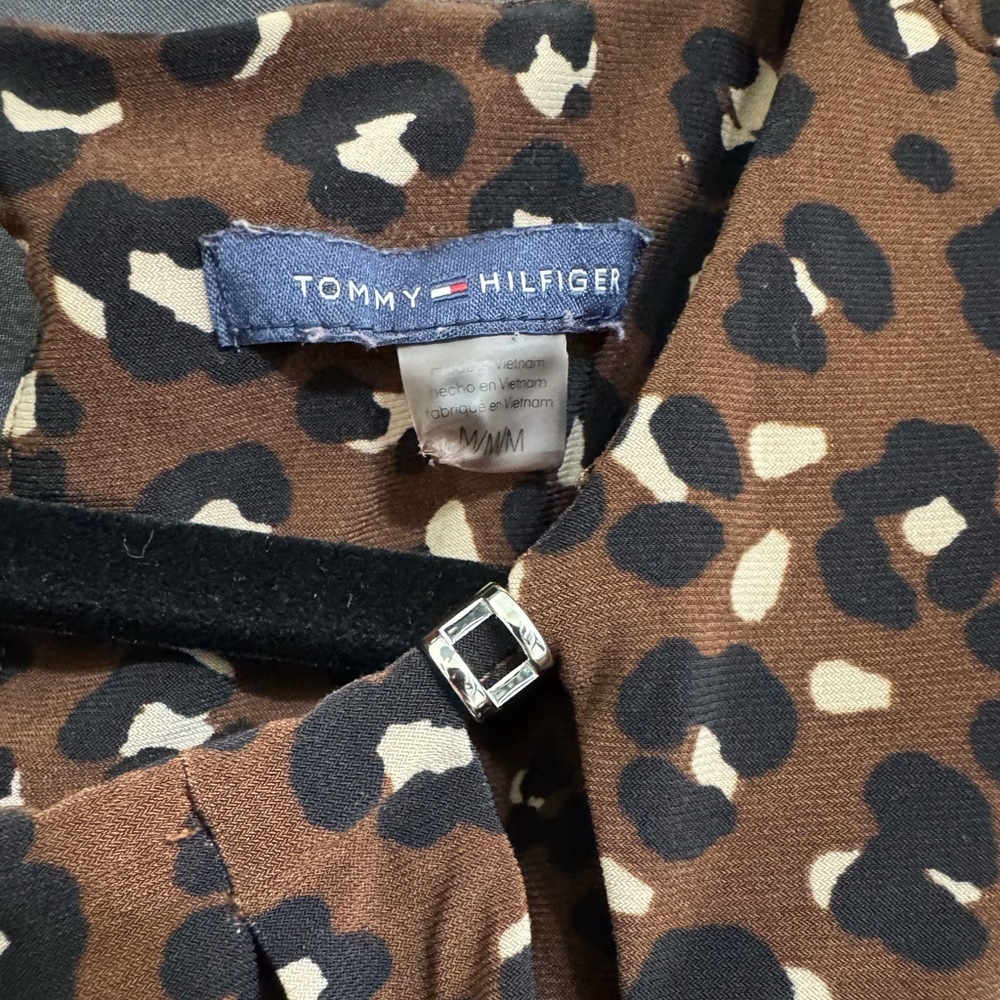 Tommy Hilfiger Brown Leopard Print Top with Signature Flag Accent